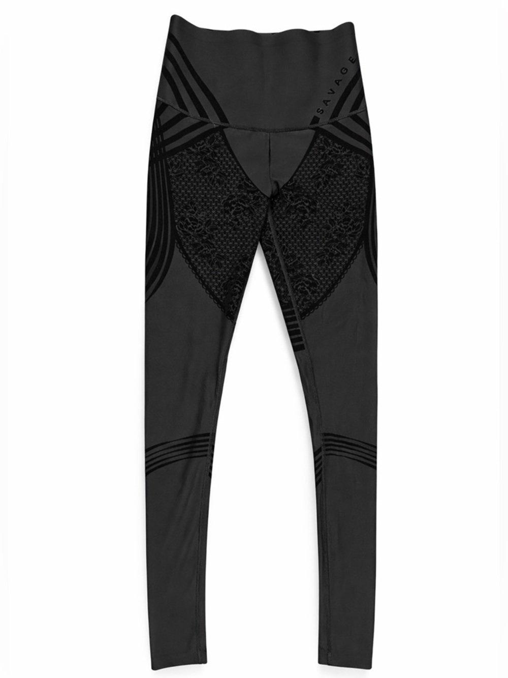 Savage X Fenty Sport Velvet Flocked Panel Leggings High Rise Black M